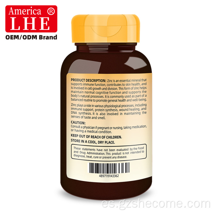 Suplemento de zinc Shecome Suplementos inmunes de vitamina C y zinc